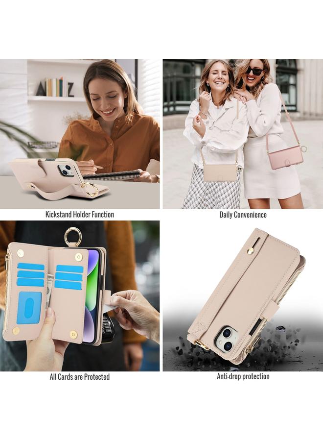 S-TOP Case For iPhone 14 Crossbody Ring Multifunctional Wallet Leather Phone Case - Image 4