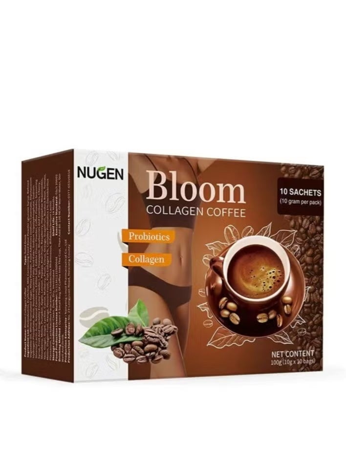 NUGEN Bloom Collagen Coffee – 100% Organic Beauty Coffee with Collagen, Antioxidants & Probiotics – Supports Skin Elasticity, Radiance & Daily Wellness | 10 Sachets - Image 3