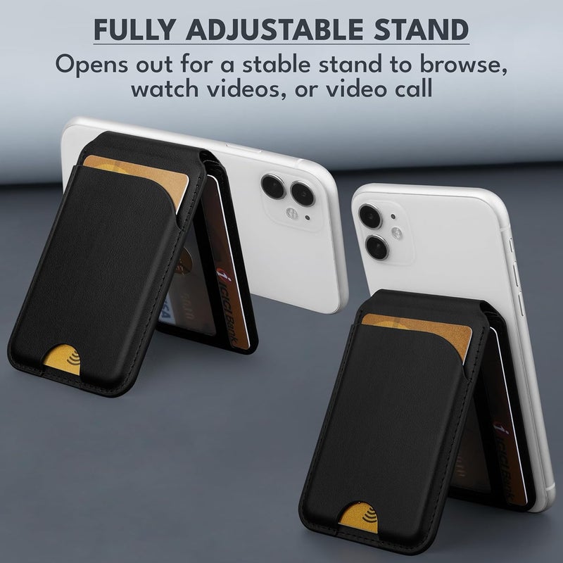 The Wallet Store MagSnap Secure Unisex Magsafe Wallet Up to 3,000G Strength Magnet | for iPhone with Adjustable Stand | Vegan Leather | 3 Card Holder | for iPhone 16/15/14/13/12 Series - Image 2