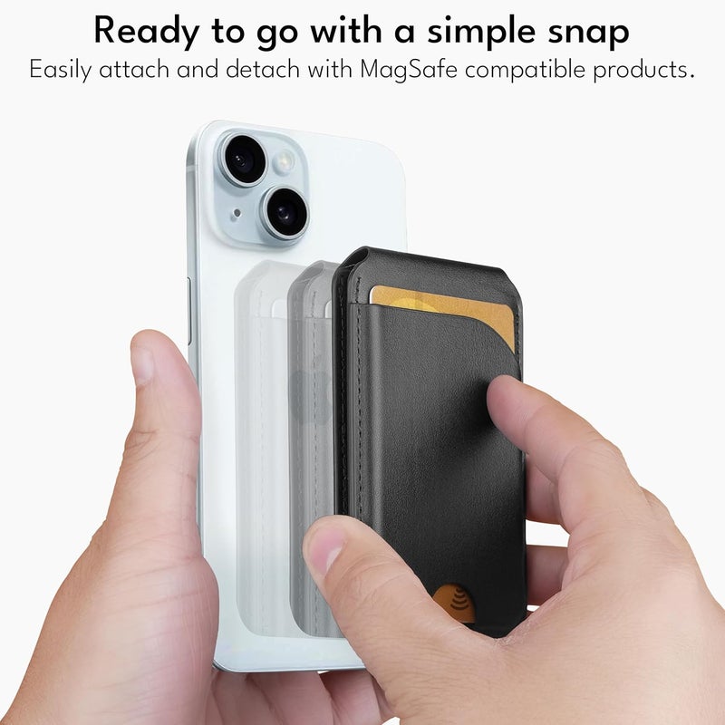 The Wallet Store MagSnap Secure Unisex Magsafe Wallet Up to 3,000G Strength Magnet | for iPhone with Adjustable Stand | Vegan Leather | 3 Card Holder | for iPhone 16/15/14/13/12 Series - Image 3