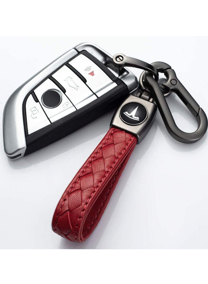 KASTWAVE Genuine Leather Car Logo Keychain Elegant Suit Accessory, Durable Key Ring for Car Enthusiasts, Universal Compatibility with Various Car Brands - Image 2