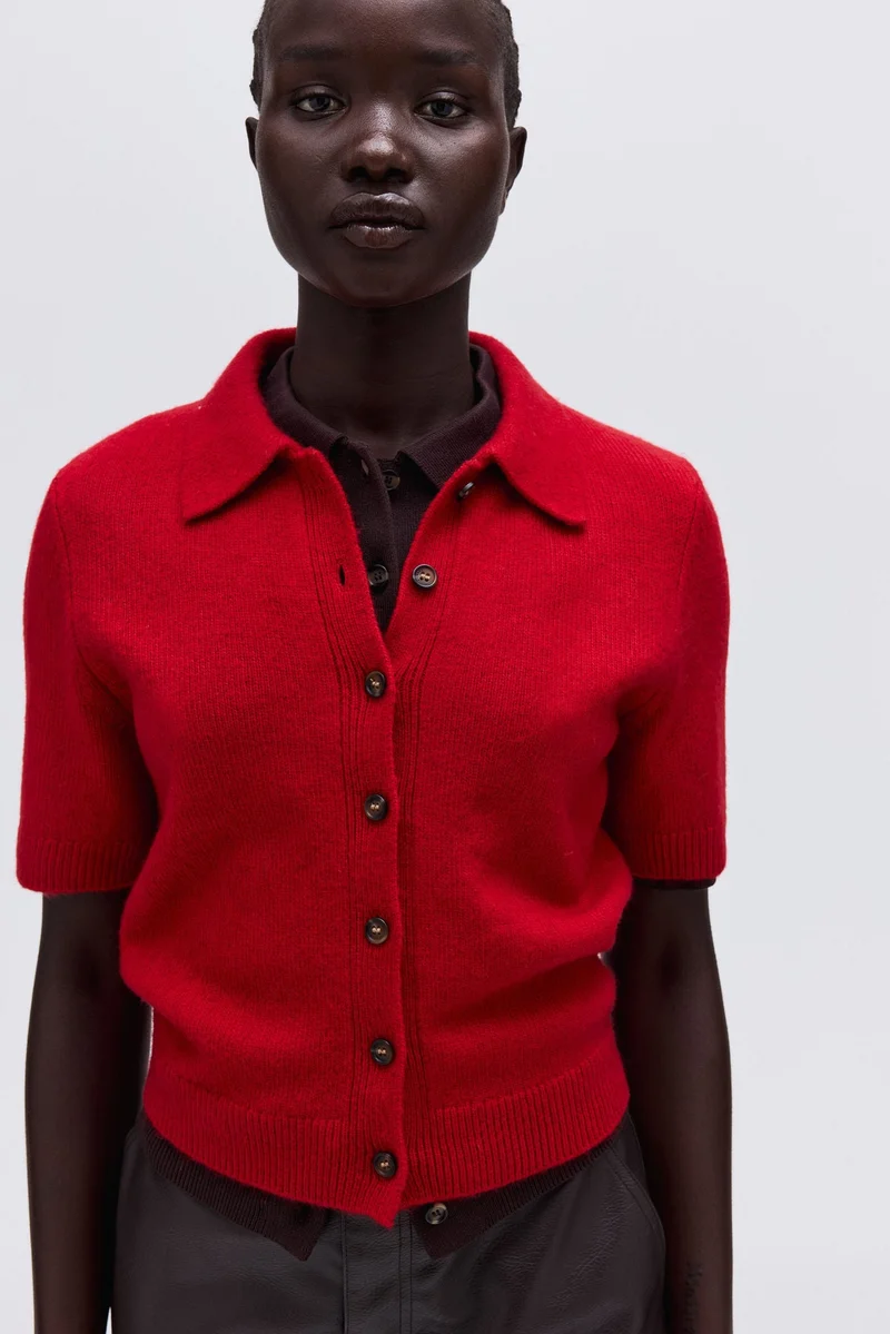 H&M Short-sleeved collared cardigan