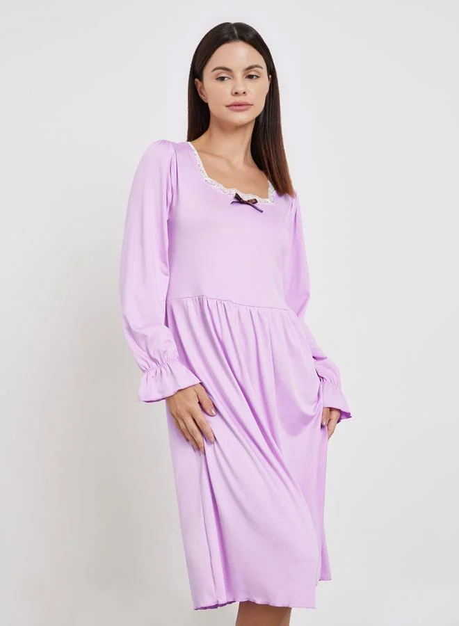 Take Two Take Two Lavender Ruffled Sleeve Nightdress
