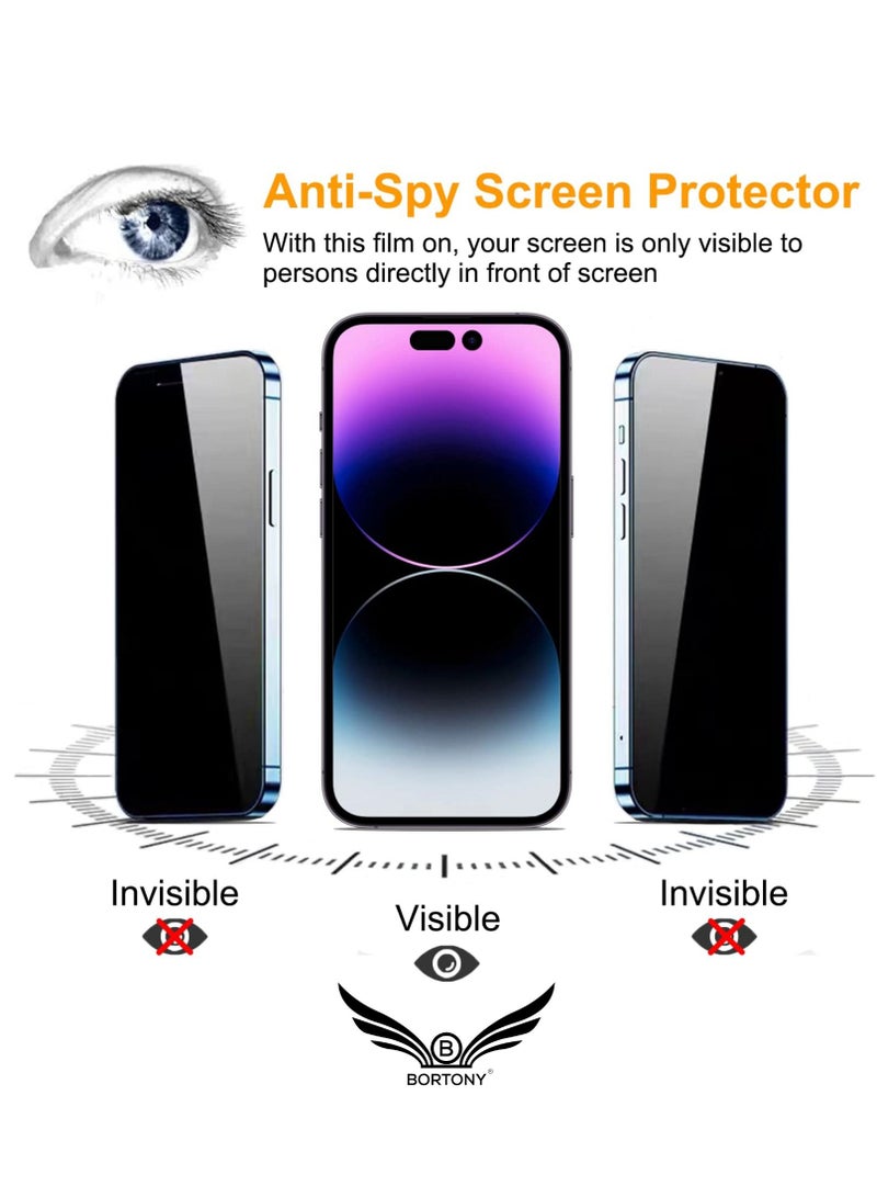 BORTONY Privacy Screen Protector Compatible with 14 Pro Max Privacy [9H Hardness] [Anti-scratch] Anti-spy Tempered Glass Film for Apple iPhone 14 Pro Max - Image 2