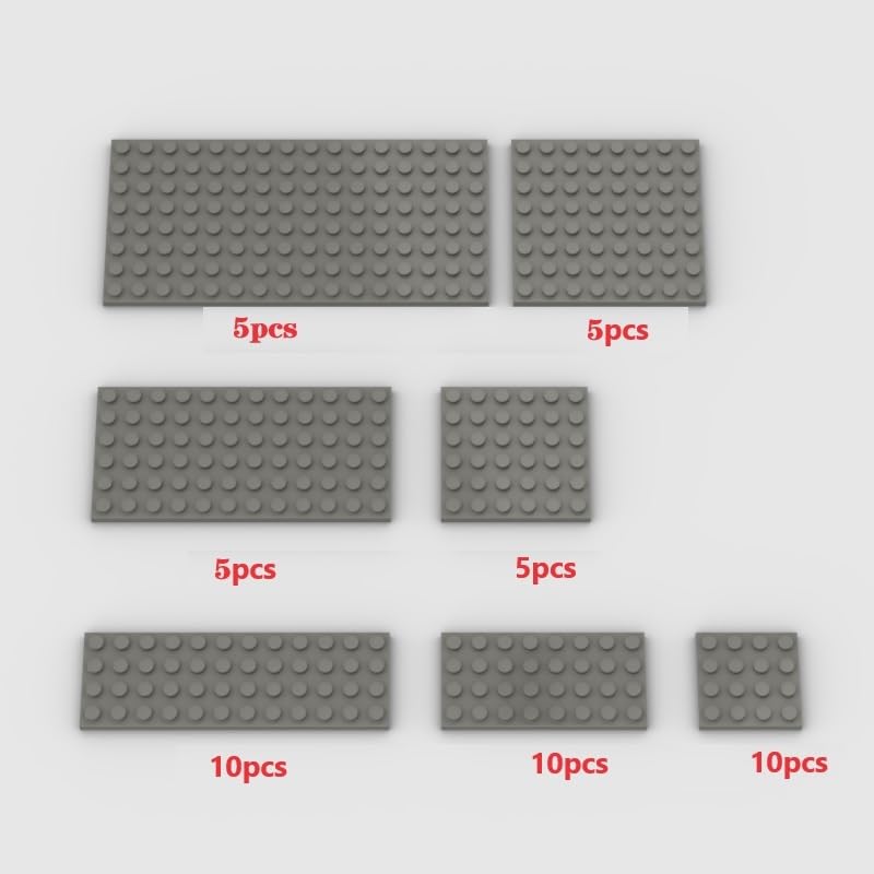 YUJHITP Classic Building Plate Assortment Pack 50pcs Dark Gray Bulk Plates with 7 Size Building Plate Base Plate Compatible with Lego Parts and Pieces Building Bricks for Most BrandsColorDark Gray - Image 4