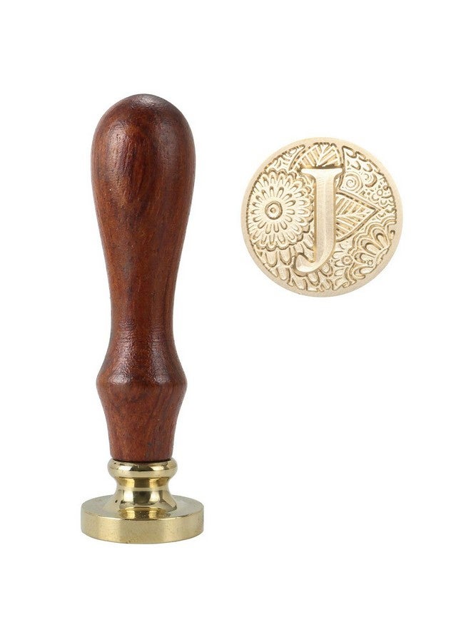 Yoption Letter J Wax Seal Stamp Yoption Brass Head Botanical Alphabet Initial Sealing Stamp With Wooden Handle - Image 2