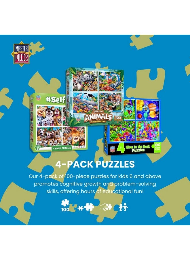 MasterPieces - Jigsaw Puzzle Set for Kids 6+ Years, 4-Pack of 100 Pieces, Educational and Fun Game, Silly Animals Collection, Gift Idea for Children, 8" x 10" - Image 2