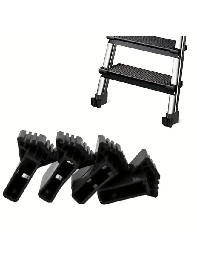 4pcs Black Ladder Feet Covers Anti Slip Rubber Replacement Pads Ribbed Texture Grip - Image 4