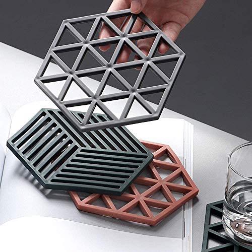 SIYANSHU Silicone Trivet Mats Hot Pads Heat Resistant Bowl Mats Dish Mats Drink Coasters Non-Slip Pot Holders for Home Kitchen Dining Table Decoration (Pack of-6, Mix Line&Triangle) - Image 3