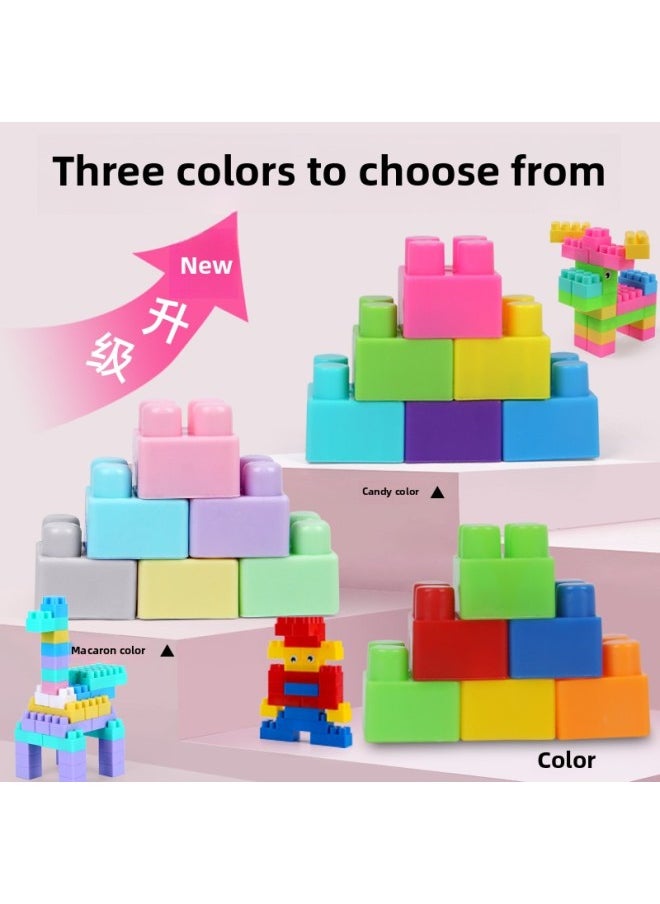Children's Plastic Building Blocks Table Puzzle Assembled Assembled Toys Puzzle Large Particles Large Baby Intelligence Development Brain-Color:400 Pieces Of Macaron Color [storage Box + Instruction Manual + Eye Stickers + 2 Locomotive Heads] B