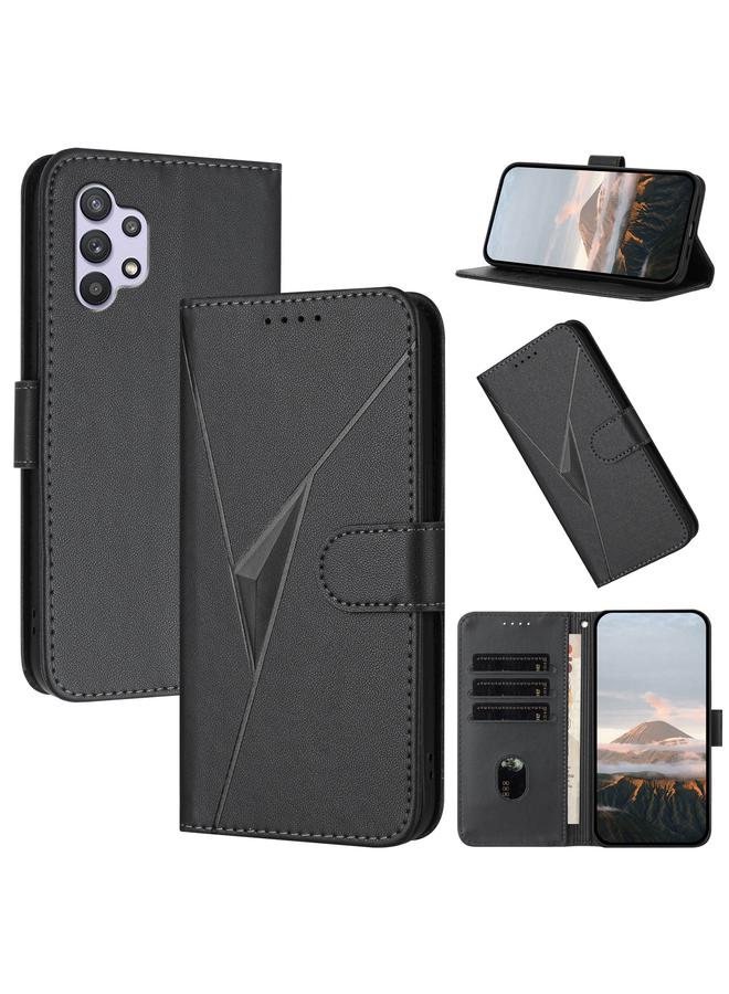 S-TOP Case For Samsung Galaxy A32 5G Triangle Pattern Buckle Clasp Leather Phone Case - Image 1