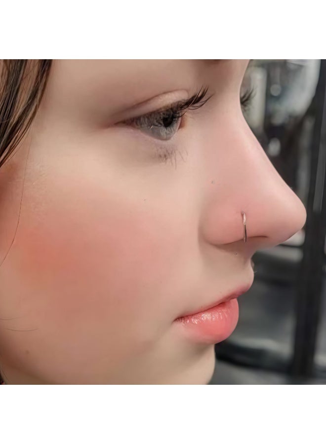 Winner 2 Pieces Stainless Steel Nose Rings Open Earrings Body Piercing Jewelry for Adults Piercing Jewelry, Body Piercing Rings, Body Piercing Rings for Women (Gold and Silver) - Image 3