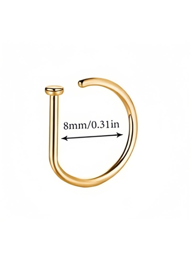 Winner 2 Pieces Stainless Steel Nose Rings Open Earrings Body Piercing Jewelry for Adults Piercing Jewelry, Body Piercing Rings, Body Piercing Rings for Women (Gold and Silver) - Image 2