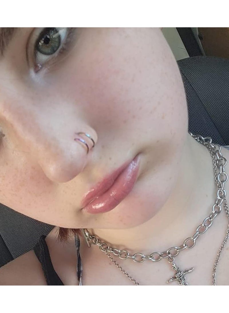 Winner 2 Pieces Stainless Steel Nose Rings Open Earrings Body Piercing Jewelry for Adults Piercing Jewelry, Body Piercing Rings, Body Piercing Rings for Women (Gold and Silver) - Image 4