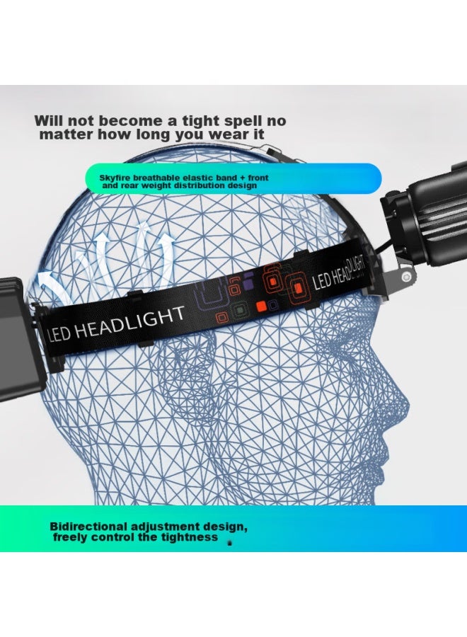 Skyfire Headlamp, High Brightness, Long Battery Life, Rechargeable, Head-mounted, For Construction Sites, Mines, Night Fishing, High-power Outdoor Use, Beach Combing, Fishing - Image 5