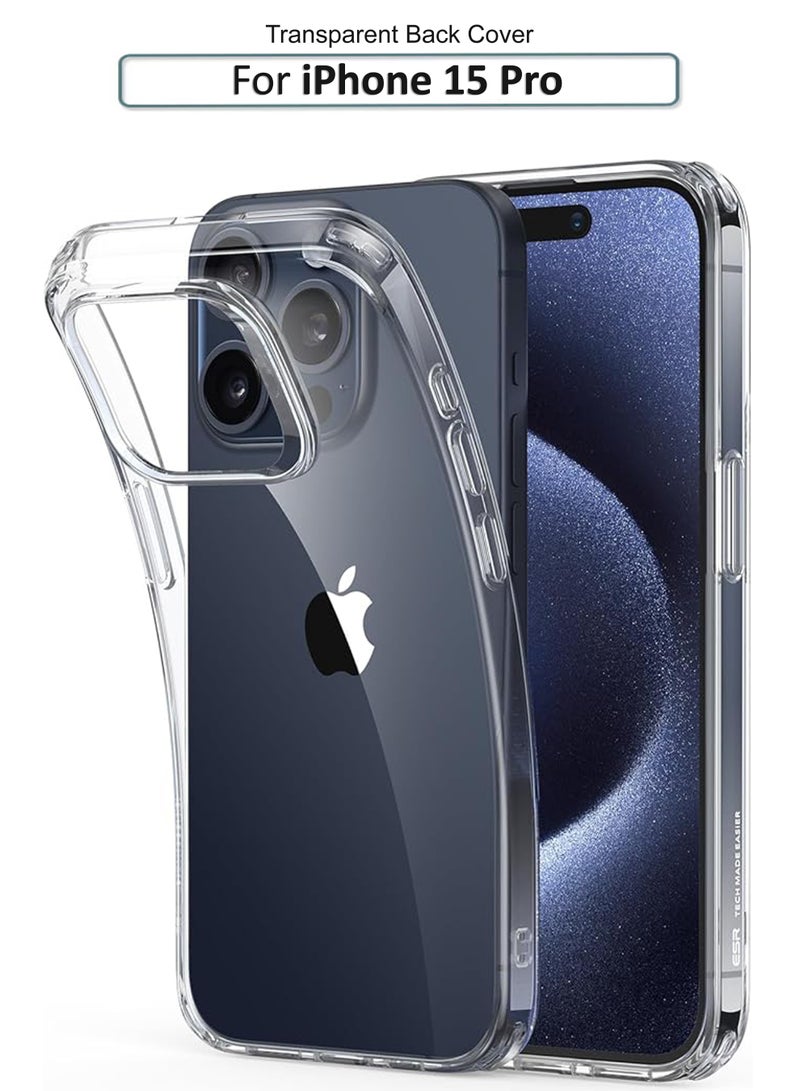 غطاء حماية خلفي من السيليكون الشفاف المرن الناعم لهاتف iPhone 15 Pro - شفاف - Image 1