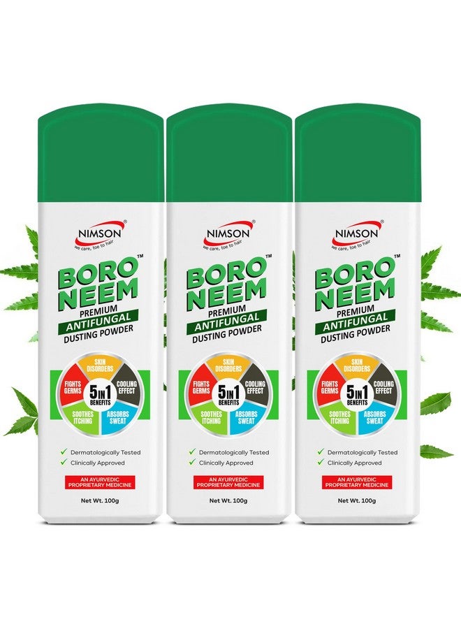 Nimson Boro Neem Premium Antifungal Dusting Powder | Ayurvedic Cool Talc | Talcum Powder (3 x 100 g) - Image 1