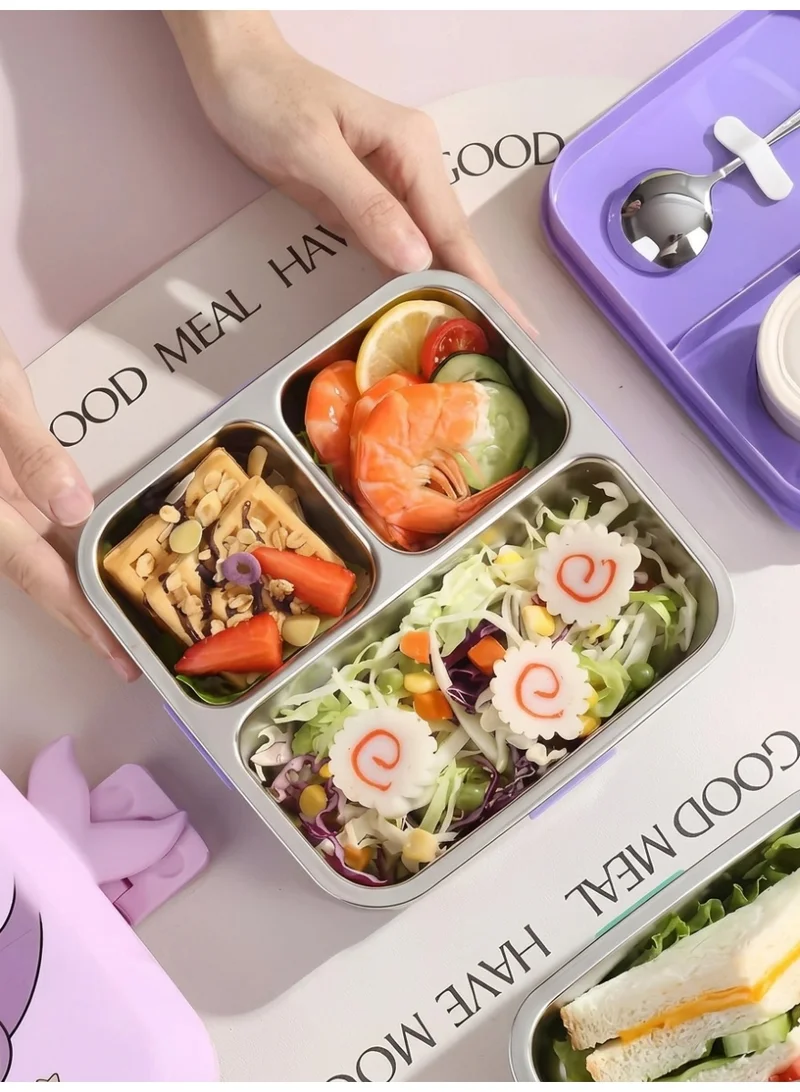 Mobcos purple Mobcos Kids Lunch Box Stainless Steel Insulated – Double Decker Leakproof Bento Box with Spoon, Soup Bowl, Dishwasher Safe, for School or Travel– Ideal for Children (Mermaid Purple)  | Best Price UAE