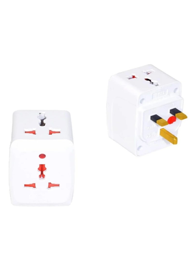 Multi-Plug Universal Socket Adapter, 3-Way Fused, for Work and Home (Pack of 2) - Versatile Power Solution - Image 1