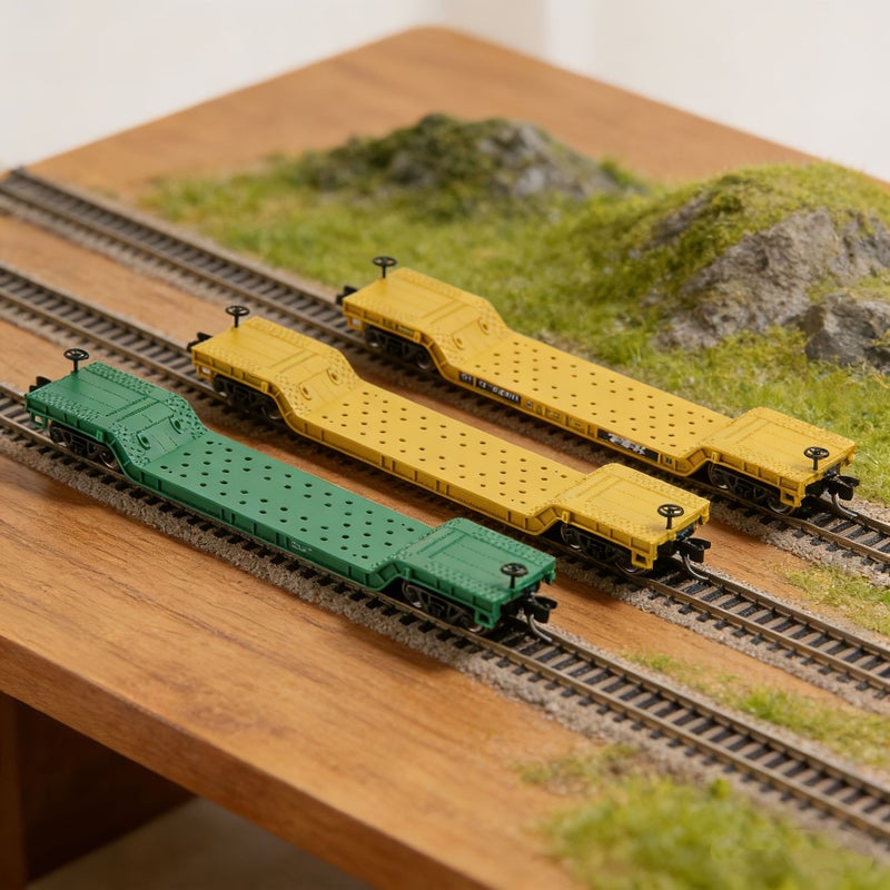 N Scale Printed Black Train Flat Car Sand Table Model Railroad Scene Ornament - Image 1