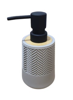 Happy Home Round Soap Dispenser with Bamboo Touch Perfect for Kitchen and Bathroom 250ml-Grey  - Image 1