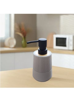Happy Home Round Soap Dispenser with Bamboo Touch Perfect for Kitchen and Bathroom 250ml-Grey  - Image 3