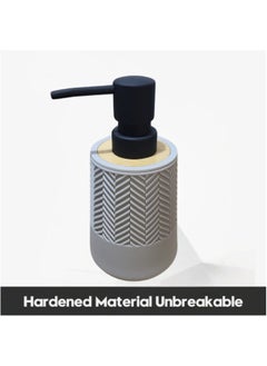 Happy Home Round Soap Dispenser with Bamboo Touch Perfect for Kitchen and Bathroom 250ml-Grey  - Image 4