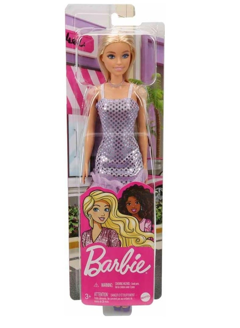 Barbie Doll A Purple Polka Dot Dress - Image 1