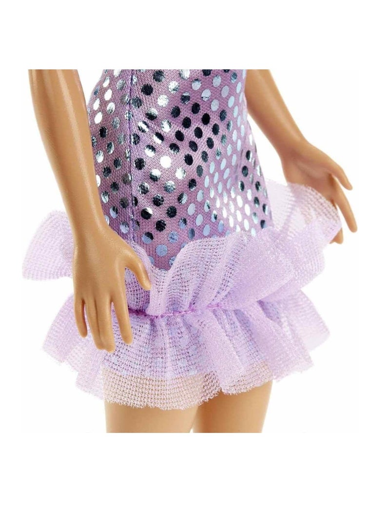Barbie Doll A Purple Polka Dot Dress - Image 2