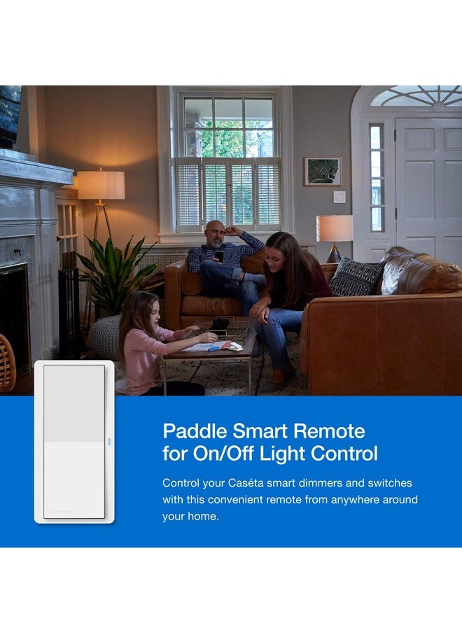 LUTRON Lutron Paddle Pico Remote for Caseta Smart Dimmers/Switches, On/Off Control, for Table Top or Wallmount Use, PJ2-P2B-GWH, White  - Image 1
