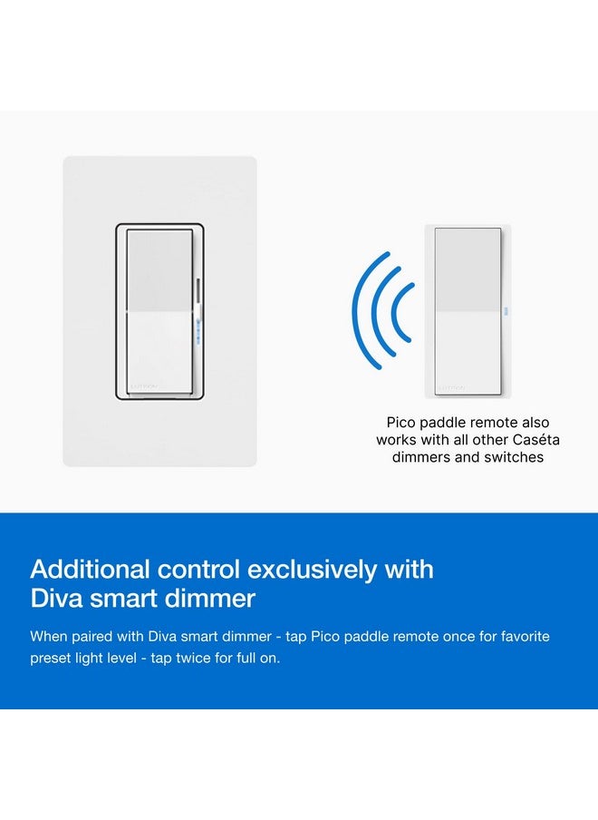 LUTRON Lutron Paddle Pico Remote for Caseta Smart Dimmers/Switches, On/Off Control, for Table Top or Wallmount Use, PJ2-P2B-GWH, White  - Image 4