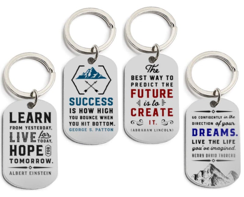 Inkstone Motivational Keychains 12-Pack with Inspirational Quotes - Perfect for Teacher Appreciation, Nurses Week Gifts, and Bulk Keychain Accessories - Dogtag Keychain & Key Chain Design - Image 3