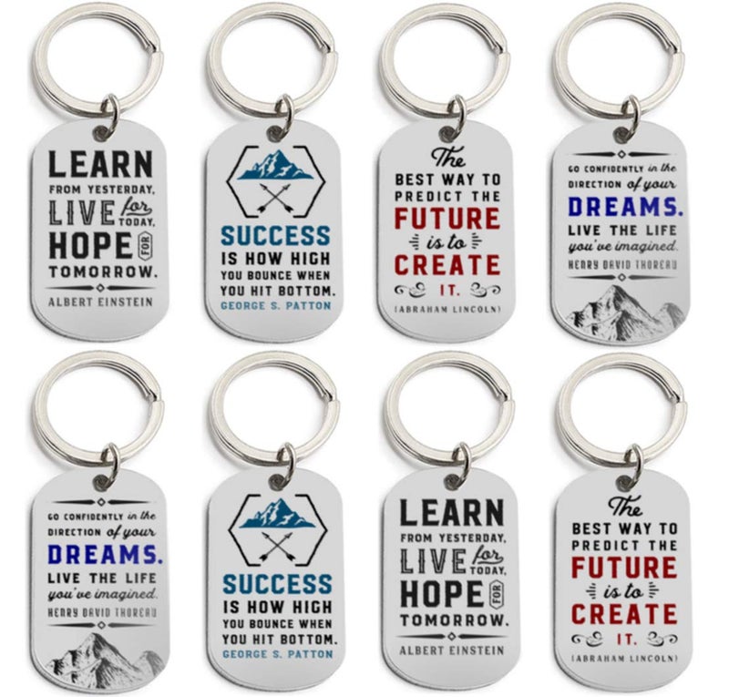 Inkstone Motivational Keychains 12-Pack with Inspirational Quotes - Perfect for Teacher Appreciation, Nurses Week Gifts, and Bulk Keychain Accessories - Dogtag Keychain & Key Chain Design - Image 2