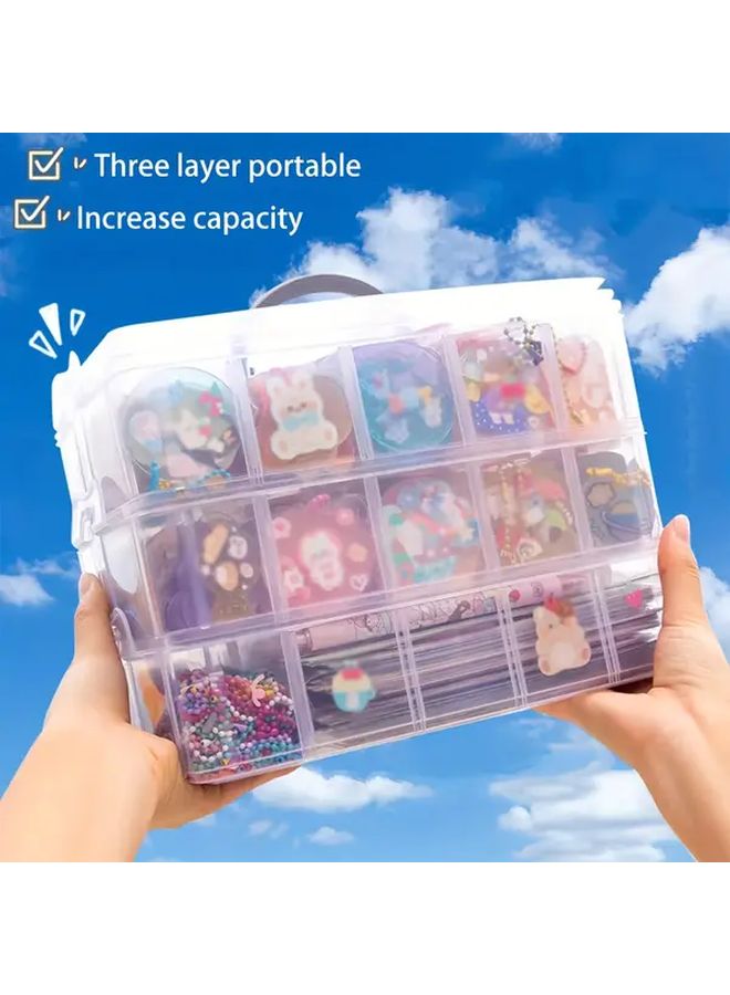 Blue 3 Tier Adjustable Storage Organizer Box 18 Compartments Portable Container for Toys Jewelry Accessories - Image 5