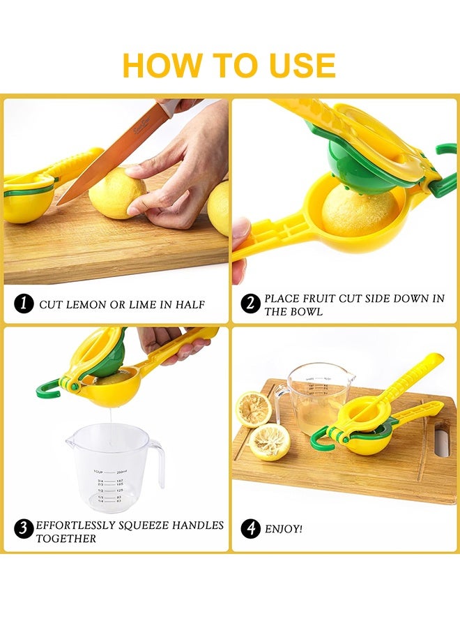 Lemon Lime Squeezer, Manual Hand Juicer Press for Lemons, Limes Citrus Fruit, No Pulp or Seeds, Dishwasher Safe, Premium Quality Juicing Kitchen Tool (Green/Yellow)  - Image 2