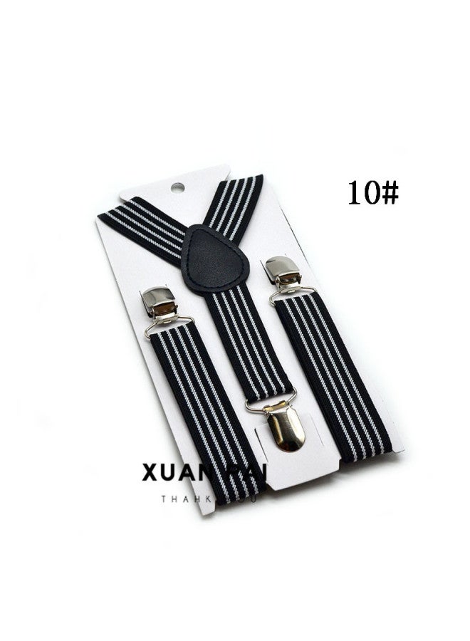 Children's 2.5cm Strap Clip Vintage Striped Series Boys And Girls Universal Suspender Belt Baby Autumn And Winter Pants Clip