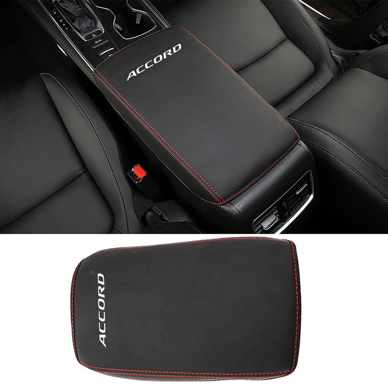 LEXLEY Armrest Box Cover Center Console Pad Waterproof Anti-Scratch Leather Protector Covers For Honda Accord 2018 2019 2020 2021 2022-Red Stitches - Image 1