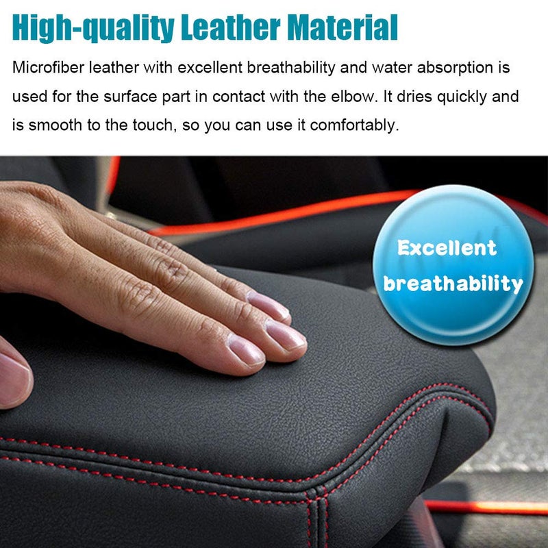 LEXLEY Armrest Box Cover Center Console Pad Waterproof Anti-Scratch Leather Protector Covers For Honda Accord 2018 2019 2020 2021 2022-Red Stitches - Image 5