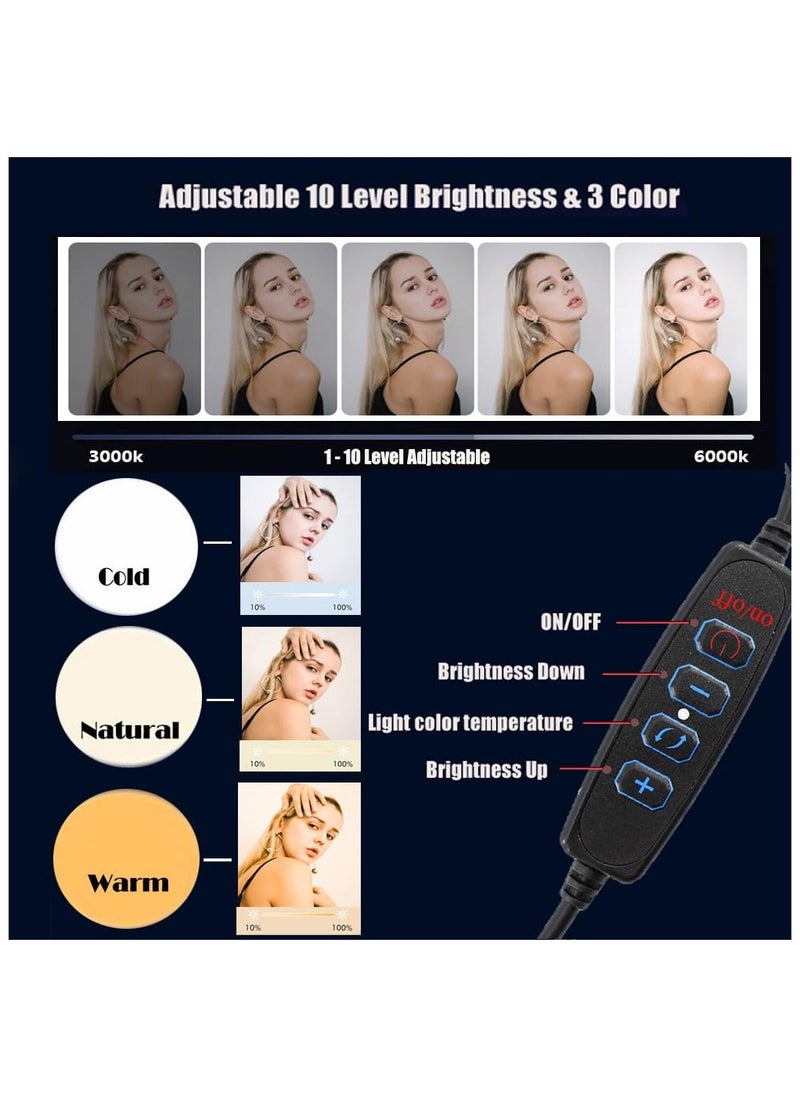 XiuWoo - 10.5 inch video conference lighting for meeting, full screen ring light with stand and phone holder, desktop light for live streaming, video recording, makeup, video lighting for computer laptop - Image 1