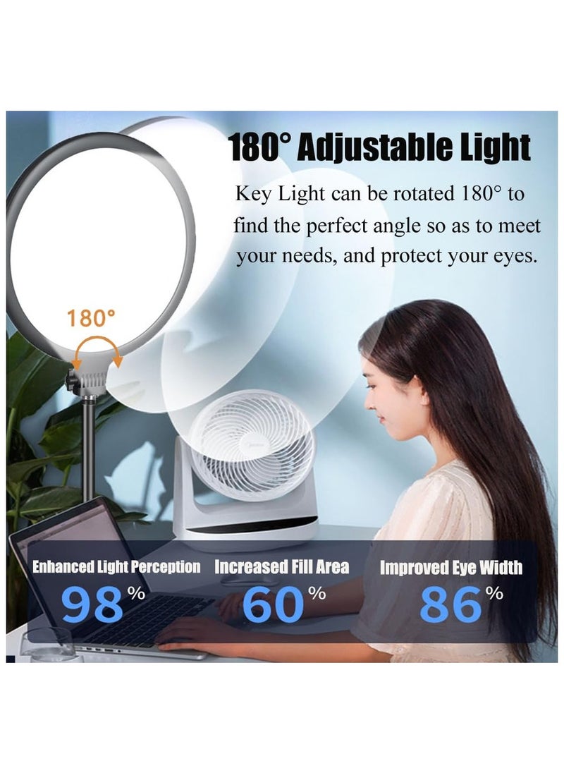 XiuWoo - 10.5 inch video conference lighting for meeting, full screen ring light with stand and phone holder, desktop light for live streaming, video recording, makeup, video lighting for computer laptop - Image 1