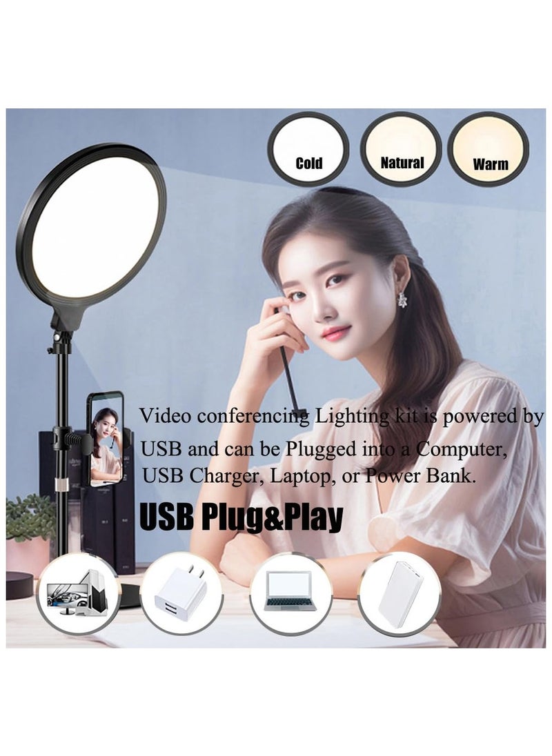 XiuWoo - 10.5 inch video conference lighting for meeting, full screen ring light with stand and phone holder, desktop light for live streaming, video recording, makeup, video lighting for computer laptop - Image 1
