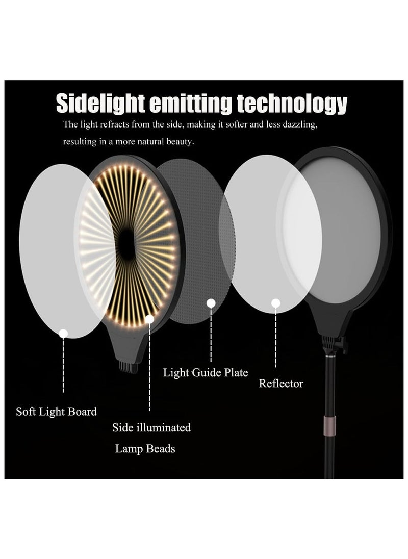 XiuWoo - 10.5 inch video conference lighting for meeting, full screen ring light with stand and phone holder, desktop light for live streaming, video recording, makeup, video lighting for computer laptop - Image 1