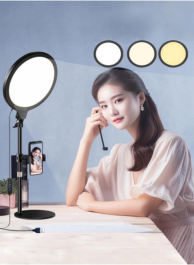 XiuWoo - 10.5 inch video conference lighting for meeting, full screen ring light with stand and phone holder, desktop light for live streaming, video recording, makeup, video lighting for computer laptop - Image 1