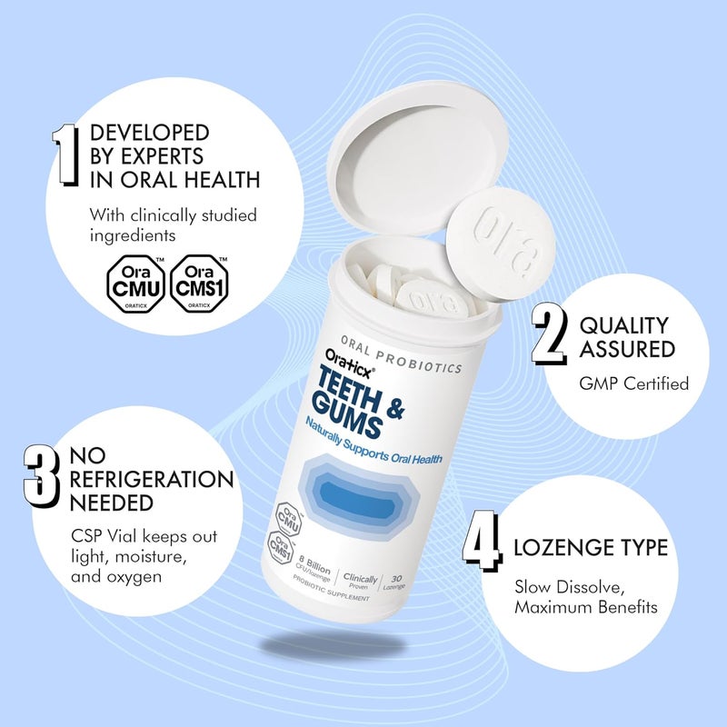 OraTicx Teeth  Gums Dental Probiotic 8 Billion CFU  Naturally Supports Oral Health Fresh Breath and Immunity Oral Probiotic Supplement Grape Flavor 30 Lozenges 2Pack - Image 4