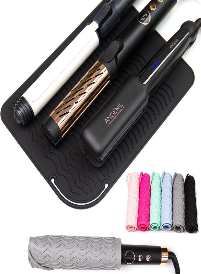 ANGENIL Large Heat Resistant Silicone Mat Sleeve Pad for Hair Straightener Curling Irons Styling Tools, Titanium Ceramic Flat Iron Mat Travel Anti Scald and Heat Resistant Pad, Max-Size 11.02" x 7.9" - Image 1