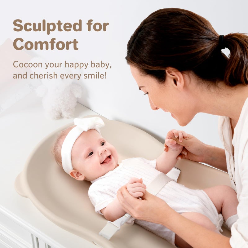 Knirose Wipe-Clean Baby Diaper Changing Pad Waterproof & Wipeable Teddy Bear Easy to Clean, Soft EVA Foam Changer Pads with Adjustable Safety Belt, Non-Slip Change Mat for Changing Station Table Dresser Bed - Image 2