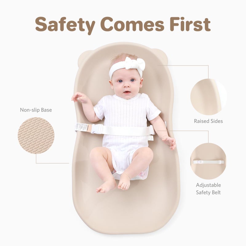 Knirose Wipe-Clean Baby Diaper Changing Pad Waterproof & Wipeable Teddy Bear Easy to Clean, Soft EVA Foam Changer Pads with Adjustable Safety Belt, Non-Slip Change Mat for Changing Station Table Dresser Bed - Image 3