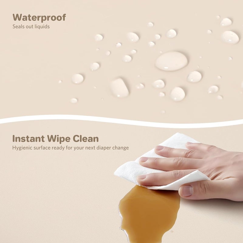 Knirose Wipe-Clean Baby Diaper Changing Pad Waterproof & Wipeable Teddy Bear Easy to Clean, Soft EVA Foam Changer Pads with Adjustable Safety Belt, Non-Slip Change Mat for Changing Station Table Dresser Bed - Image 4