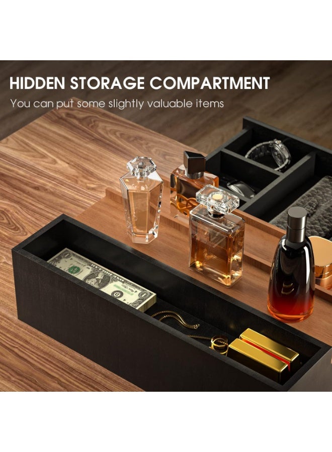 XiuWoo 3 Tier Wood Perfume Display Shelf, Makeup Display Stand Shelf, Bathroom Organizers Storage, Kitchen Spice Bottle Rack, Home Display Rack, Doll Storage Rack, Elevated Cologne Display Stand with Drawer - Image 2