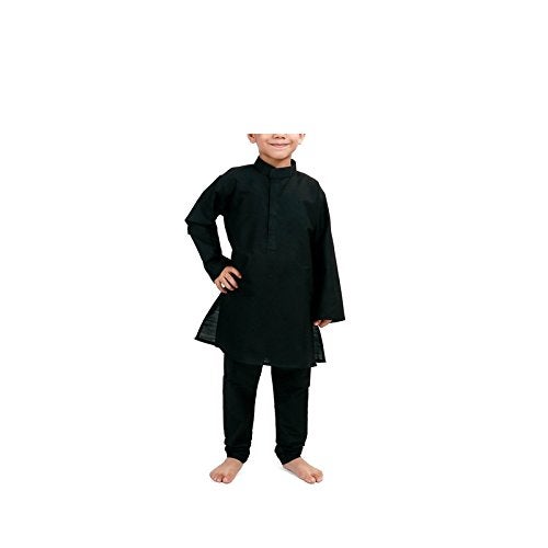 Royal Kurta Kid's Cotton Kurta, Pyjama Set (Black) - Image 1